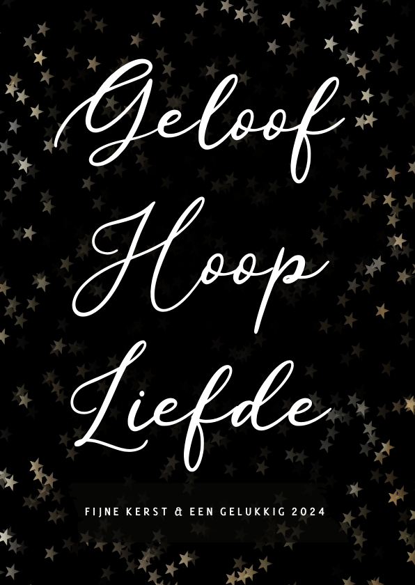 Christelijke kerstkaart geloof hoop en liefde - met sterren - Kerstkaarten Kerstkaarten - Christelijke kerstkaart geloof hoop en liefde - met sterren