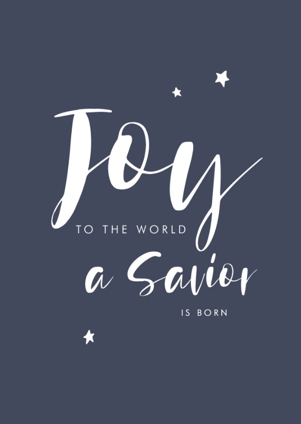 Kerstkaarten - Christelijke kerstkaart handlettering joy tot the world