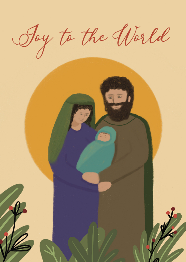 Kerstkaarten - Christelijke kerstkaart kerststal baby Jezus Jozef en Maria