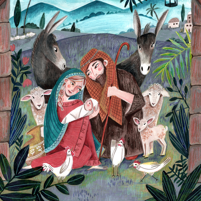 Christelijke kerstkaart Maria en Jozef - Kerstkaarten Kerstkaarten - Christelijke kerstkaart Maria en Jozef