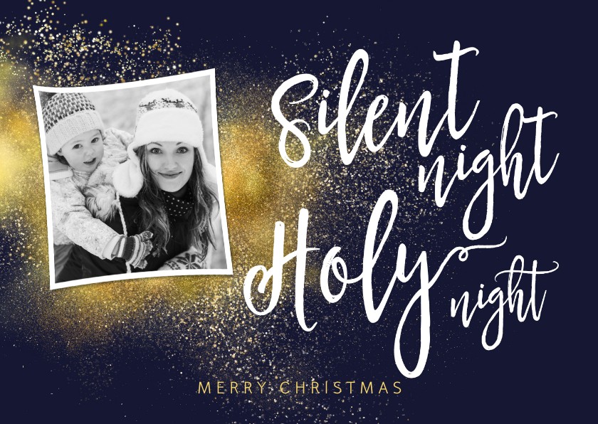 Kerstkaarten - Christelijke kerstkaart met foto Silent Night