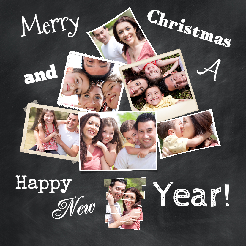 Collage krijtbord 8 foto's - BK - Kerstkaarten Kerstkaarten - Collage krijtbord 8 foto's - BK