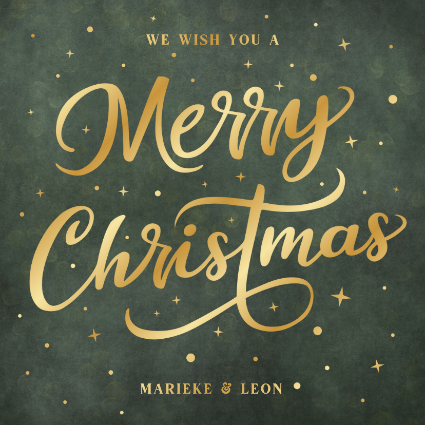 Donkergroene hippe kerstkaart met goudfolie letters - Kerstkaarten Kerstkaarten - Donkergroene hippe kerstkaart met goudfolie letters