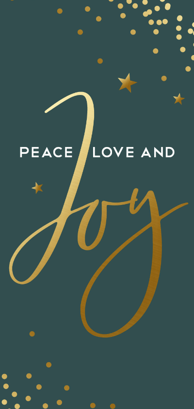 Donkergroene kerstkaart met gouden confetti en Joy - Kerstkaarten Kerstkaarten - Donkergroene kerstkaart met gouden confetti en Joy