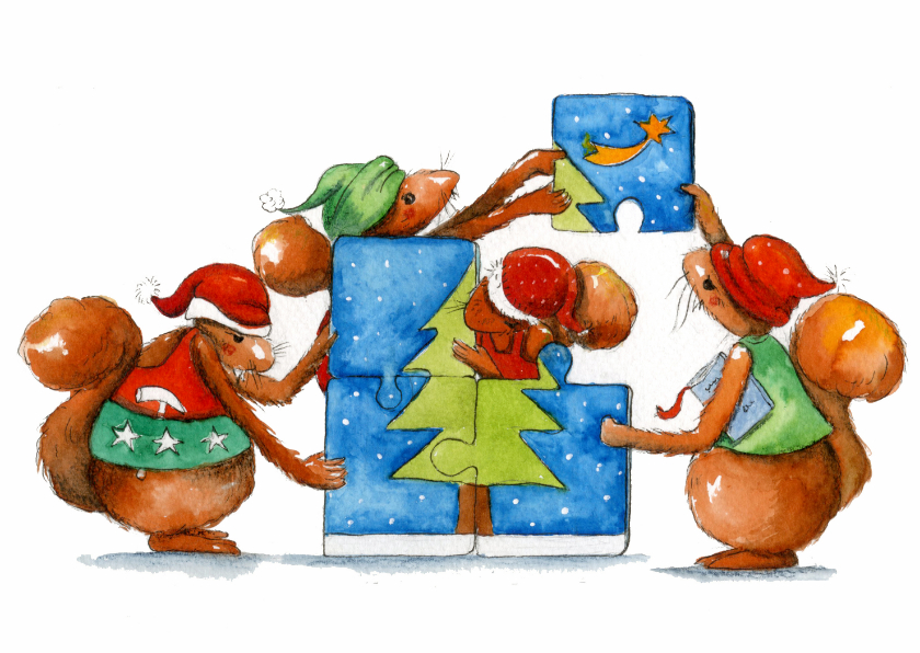 Een kerstboom puzzelen - Kerstkaarten Kerstkaarten - Een kerstboom puzzelen