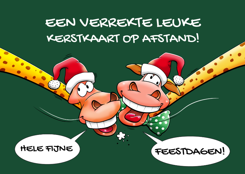 Een verrekt grappige kerstkaart met twee giraffen - Kerstkaarten Kerstkaarten - Een verrekt grappige kerstkaart met twee giraffen