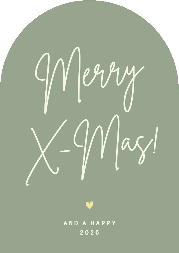 Kerstkaarten - Eenvoudig minimalistisch kerstkaartje Merry X-mas boogvorm