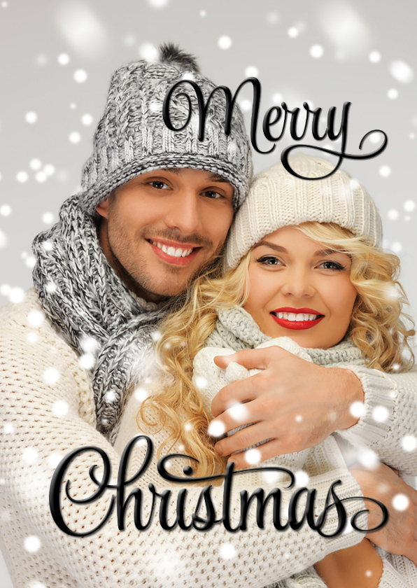 Eigen foto Merry Christmas Happy New Year zwart - Kerstkaarten Kerstkaarten - Eigen foto Merry Christmas Happy New Year zwart