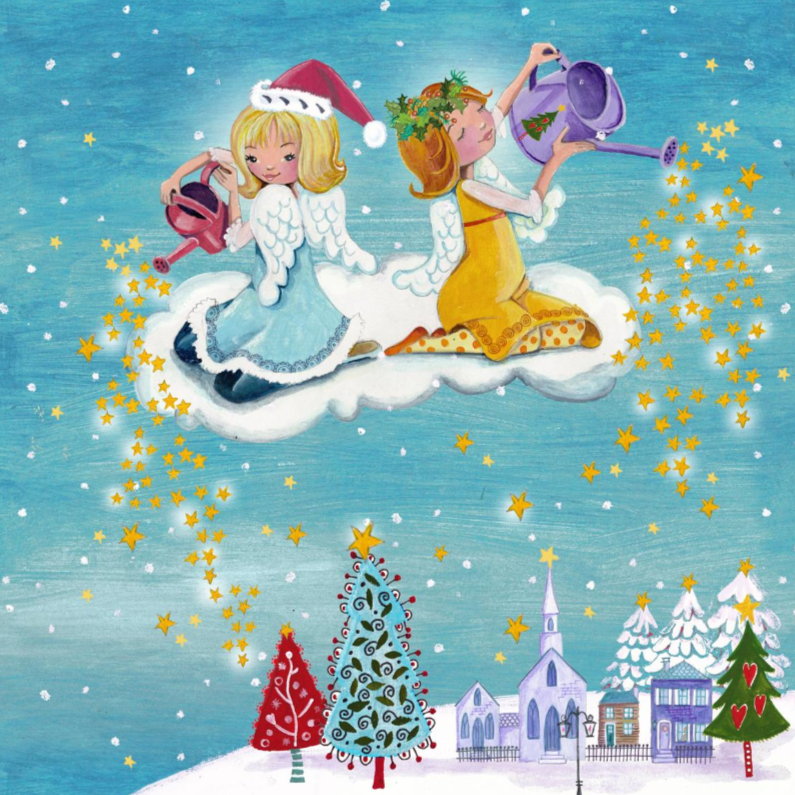 Engeltjes sterren sneeuw kerst - Kerstkaarten Kerstkaarten - Engeltjes sterren sneeuw kerst