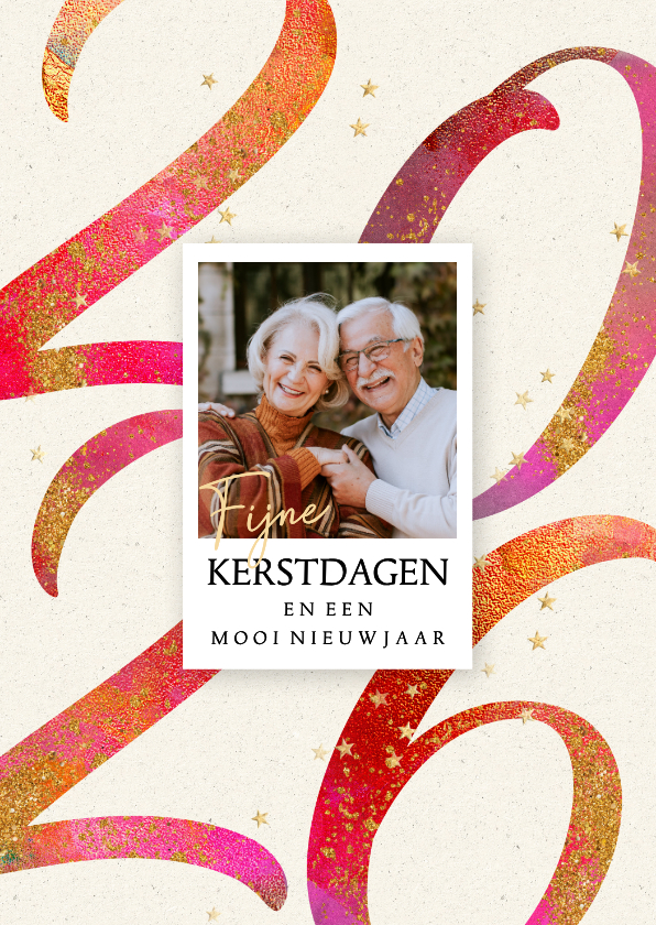 Kerstkaarten - Foto kerstkaart geschreven 2026 rood