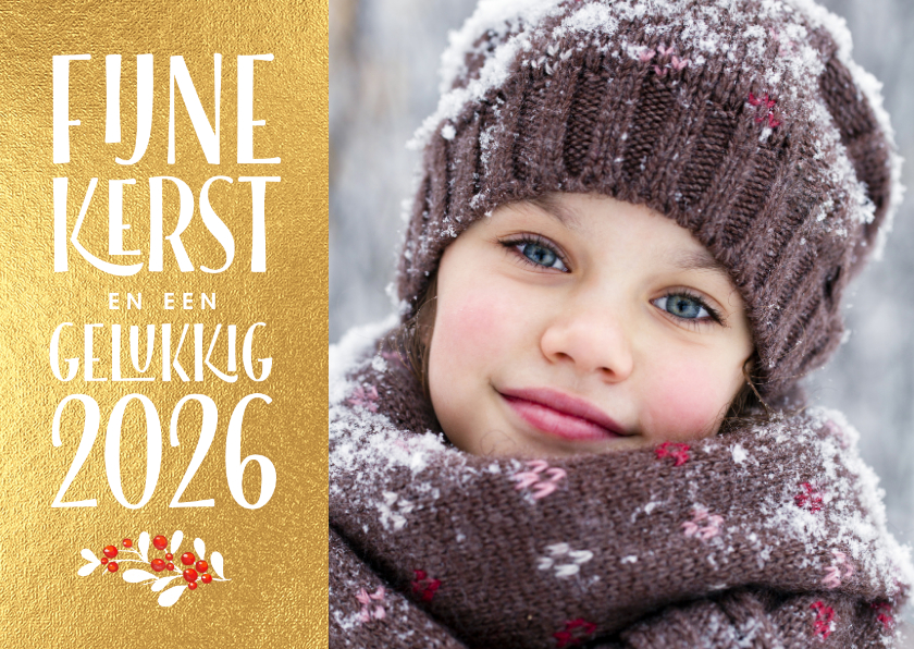 Kerstkaarten - Foto kerstkaart goud 2026