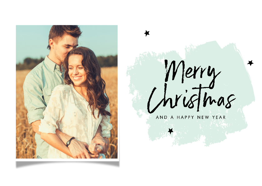 Foto kerstkaart met brush en kerstwens - Kerstkaarten Kerstkaarten - Foto kerstkaart met brush en kerstwens