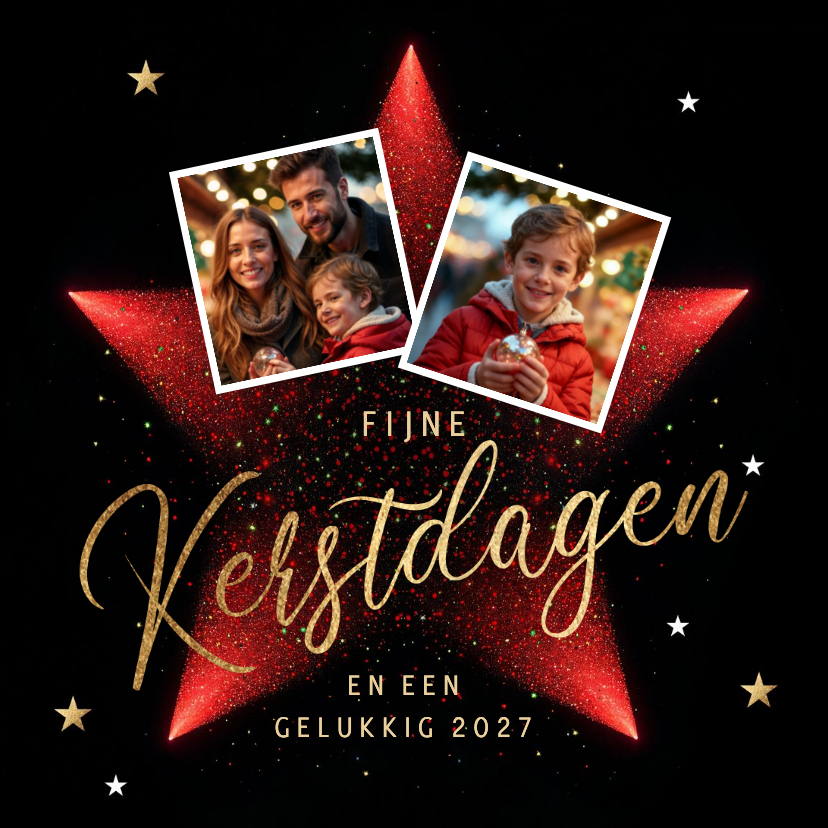 Foto kerstkaart rode kerstster - Kerstkaarten Kerstkaarten - Foto kerstkaart rode kerstster