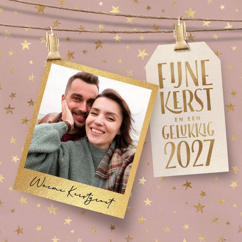 Foto kerstkaarten hippe sterren oud roze 2027 - Kerstkaarten Kerstkaarten - Foto kerstkaarten hippe sterren oud roze 2027