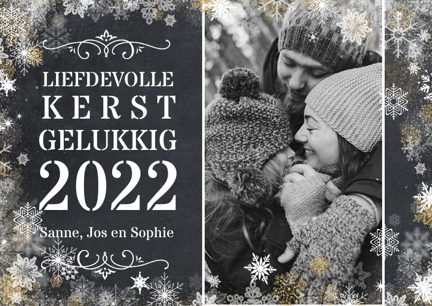 Foto op kerstkaart met sneeuwsterrenkader - Kerstkaarten Kerstkaarten - Foto op kerstkaart met sneeuwsterrenkader