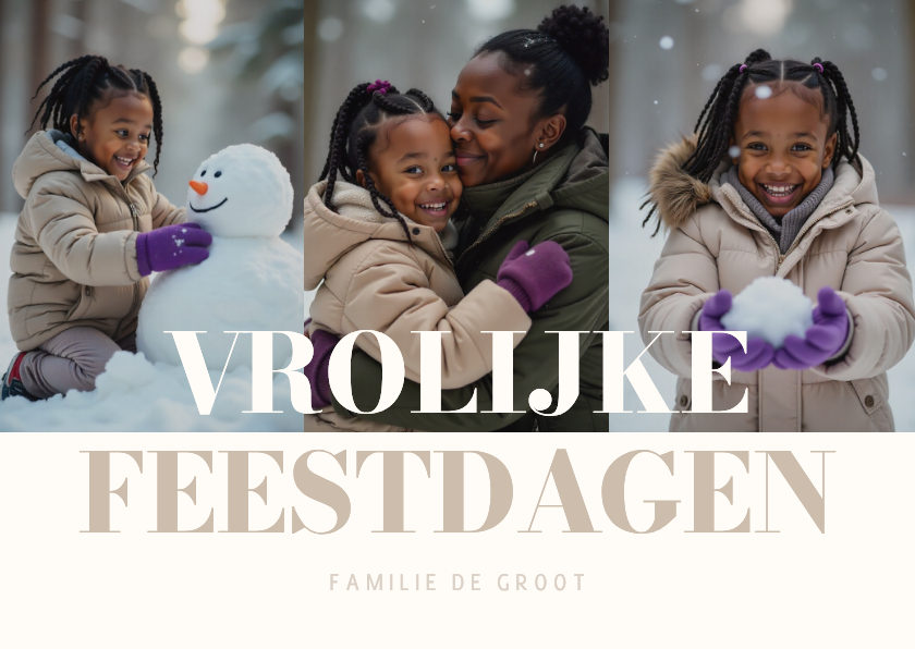 Kerstkaarten - Fotocollage kerstkaart met aanpasbare tekst