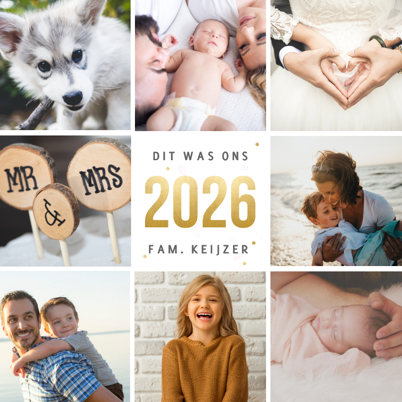 Kerstkaarten - Fotocollage kerstkaart terugblik op 2026 met eigen foto's