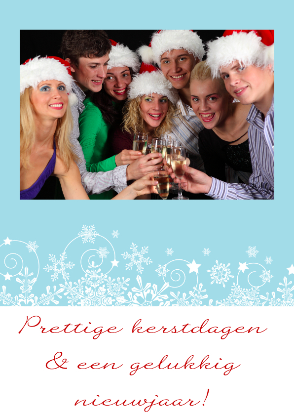 Fotokerstkaart blauw met sneeuwvlokken - Kerstkaarten Kerstkaarten - Fotokerstkaart blauw met sneeuwvlokken