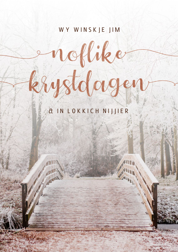 Fries kerstkaartje noflike krystdagen besneeuwd bos - Kerstkaarten Kerstkaarten - Fries kerstkaartje noflike krystdagen besneeuwd bos