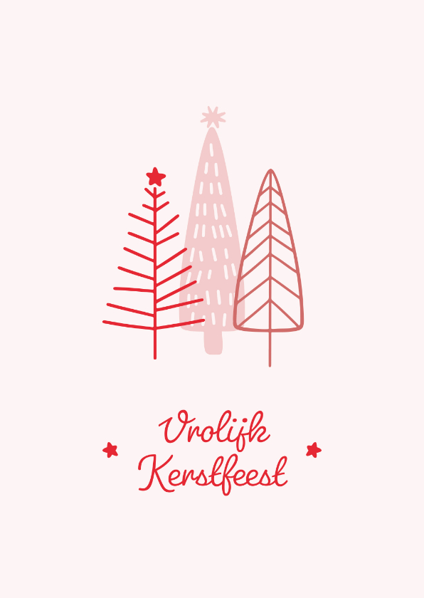 Kerstkaarten - Geïllustreerde kerstkaart met groepje kerstbomen