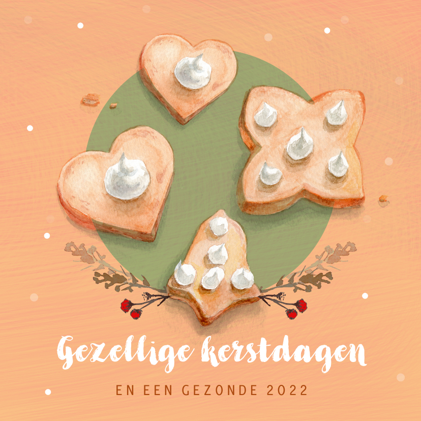 Gezellig kerstkaart met kerstkoekjes - Kerstkaarten Kerstkaarten - Gezellig kerstkaart met kerstkoekjes