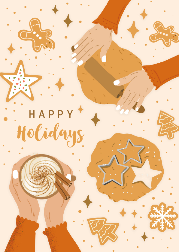 Gezellige kerstkaart met gebakken koekjes - Kerstkaarten Kerstkaarten - Gezellige kerstkaart met gebakken koekjes