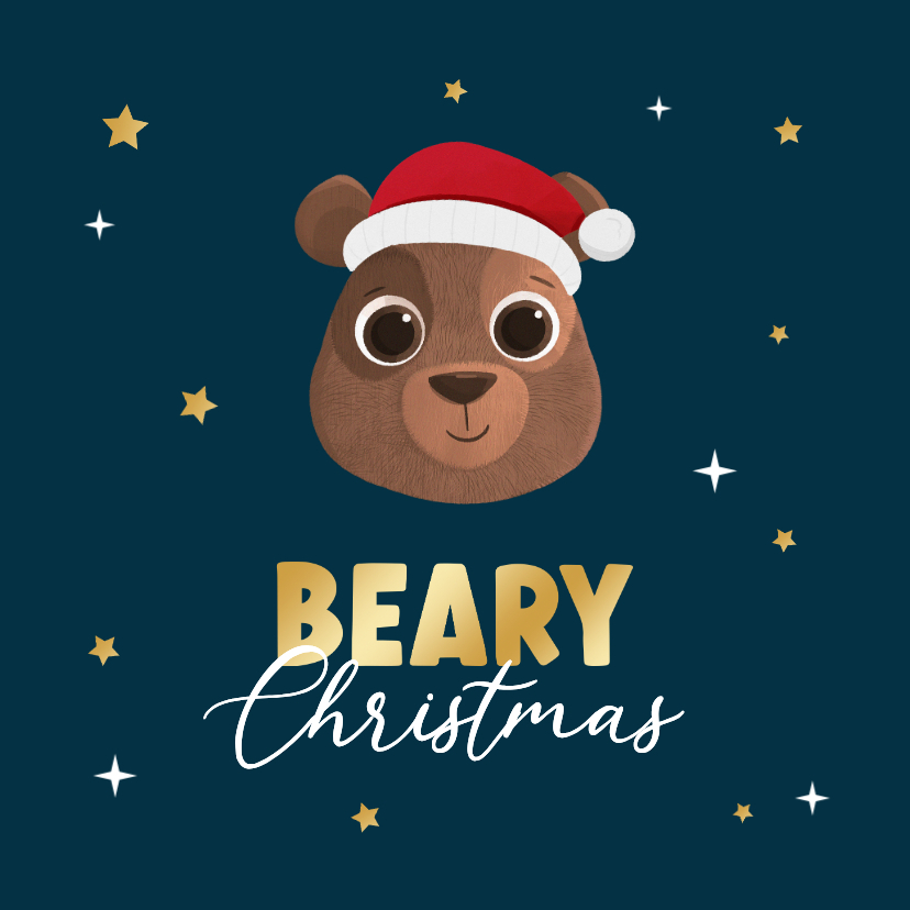Grappige kerstkaart beary christmas beer dieren kerstmuts - Kerstkaarten Kerstkaarten - Grappige kerstkaart beary christmas beer dieren kerstmuts
