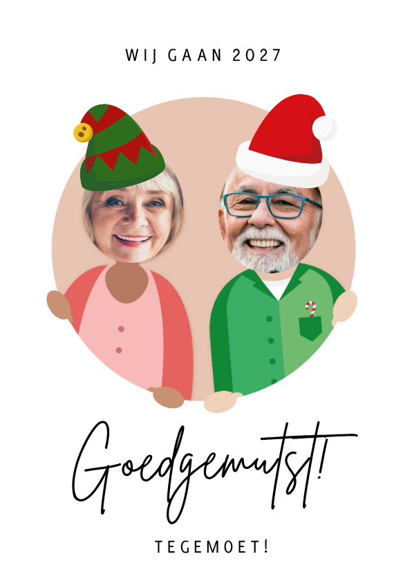 Grappige kerstkaart - goedgemutst 2027 tegemoet! - Kerstkaarten Kerstkaarten - Grappige kerstkaart - goedgemutst 2027 tegemoet!