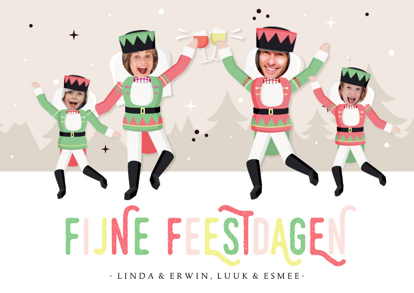 Grappige kerstkaart maak een notenkraker van je gezin - Kerstkaarten Kerstkaarten - Grappige kerstkaart maak een notenkraker van je gezin