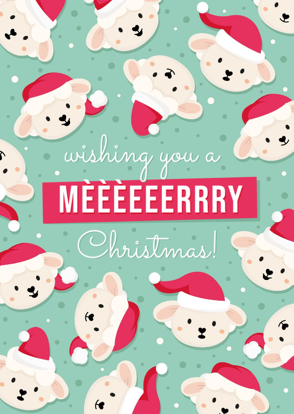 Grappige kerstkaart Mèèèèrrry Christmas met schaapjes - Kerstkaarten Kerstkaarten - Grappige kerstkaart Mèèèèrrry Christmas met schaapjes