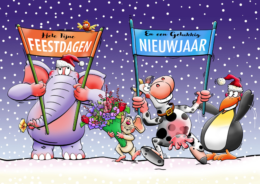 Kerstkaarten - Grappige kerstkaart met diverse dieren in 2027