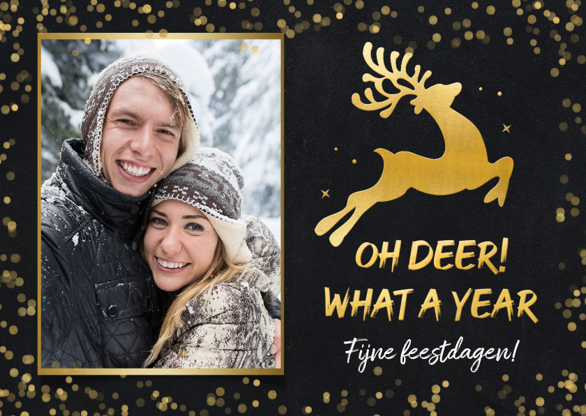 Kerstkaarten - Grappige kerstkaart met eigen foto oh deer what a year