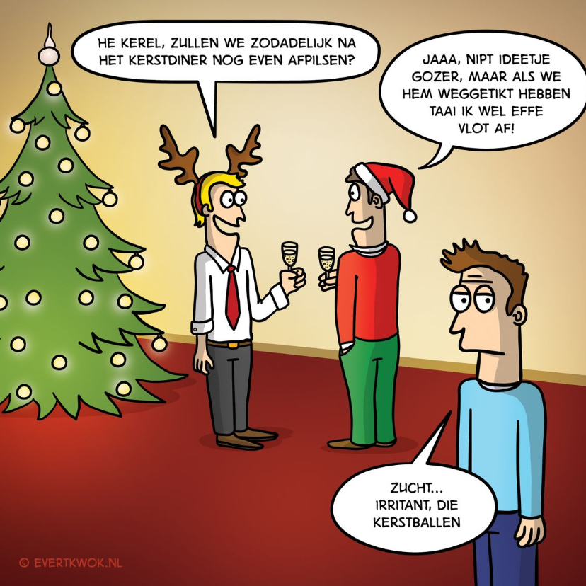Grappige kerstkaart met kerstballen - Kerstkaarten Kerstkaarten - Grappige kerstkaart met kerstballen