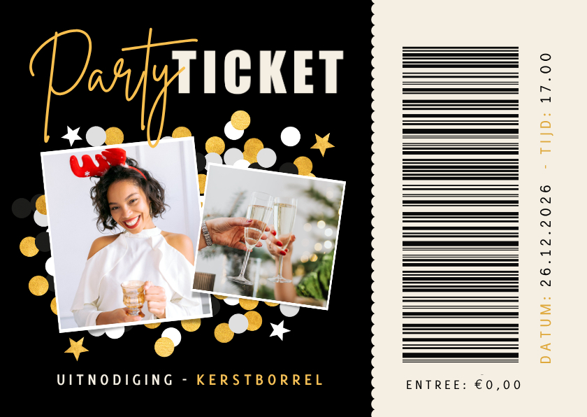 Grappige party ticket uitnodiging kerstfeest of kerstborrel - Kerstkaarten Kerstkaarten - Grappige party ticket uitnodiging kerstfeest of kerstborrel