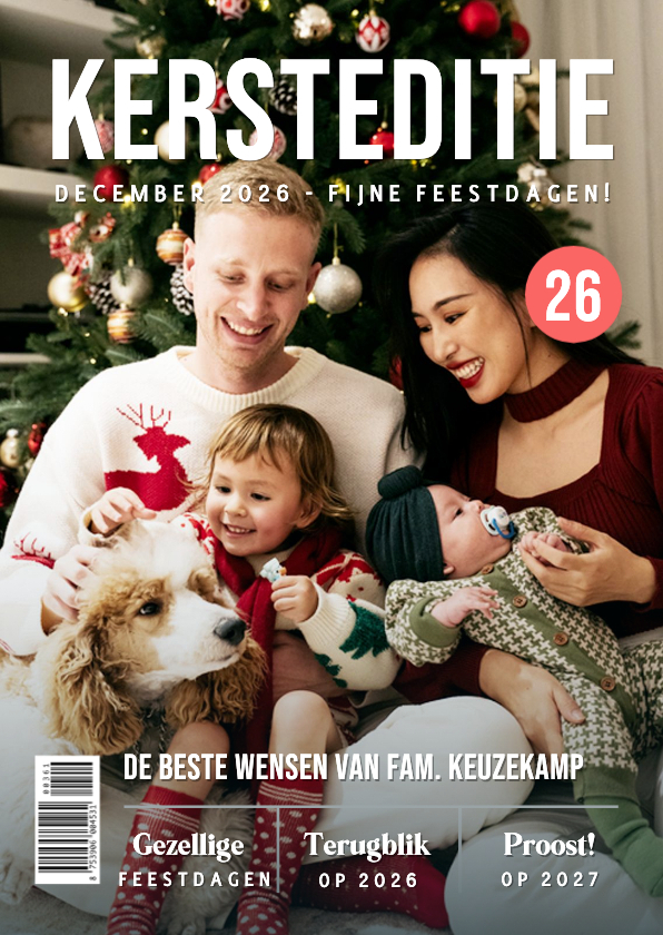 Grappige persoonlijke kerstkaart in tijdschrift stijl - Kerstkaarten Kerstkaarten - Grappige persoonlijke kerstkaart in tijdschrift stijl