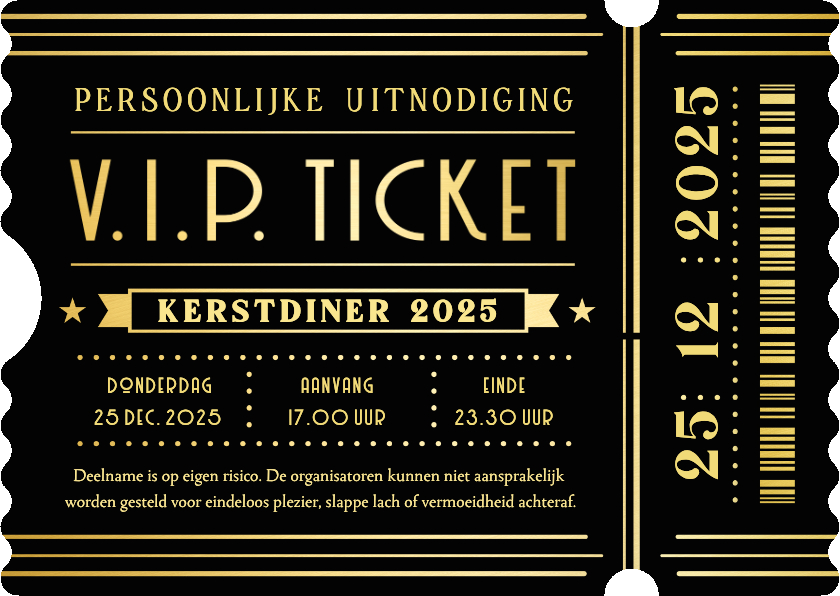 Kerstkaarten - Grappige uitnodiging VIP ticket kerstdiner voor familie