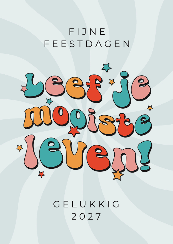 Groovy kerst en nieuwjaarskaart leef je mooiste leven - Kerstkaarten Kerstkaarten - Groovy kerst en nieuwjaarskaart leef je mooiste leven