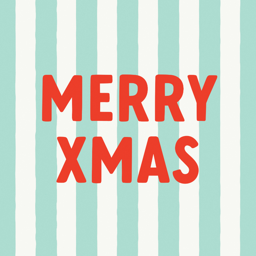 Kerstkaarten - Hip en trendy kerstkaartje mintgroen streep merry xmas