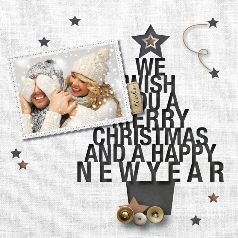 hippe foto kerstkaart - linnenprint - Kerstkaarten Kerstkaarten - hippe foto kerstkaart - linnenprint