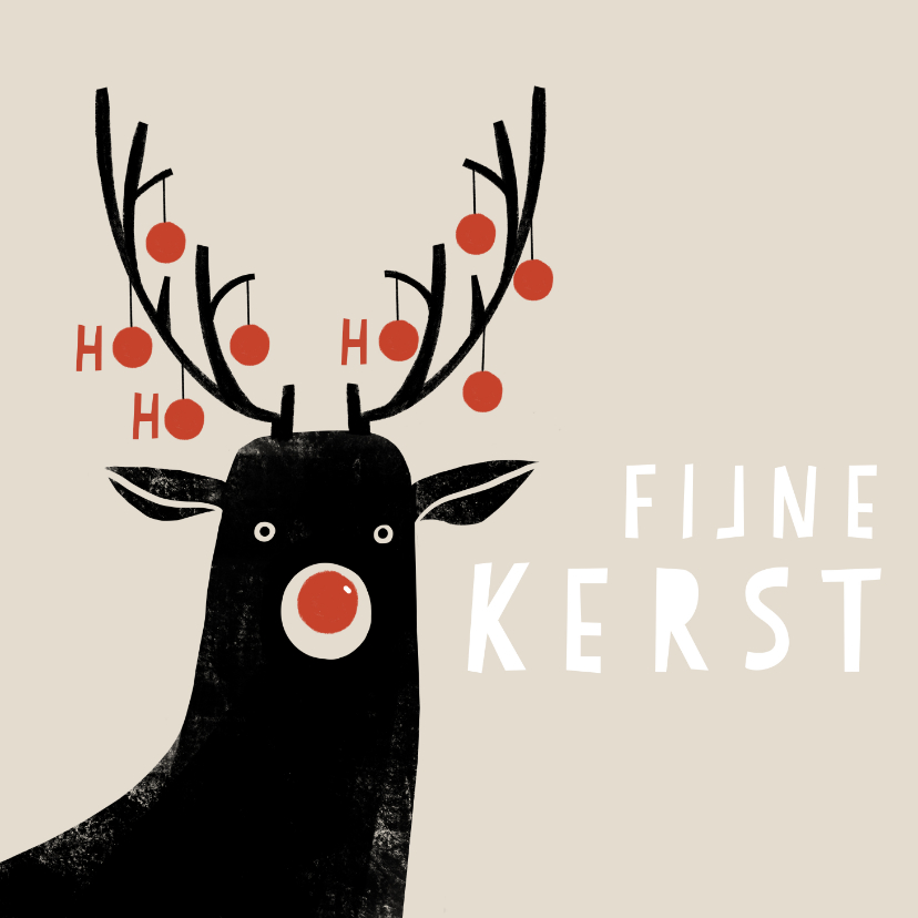 Hippe kerstkaart cliniclowns rendier hohoho - Kerstkaarten Kerstkaarten - Hippe kerstkaart cliniclowns rendier hohoho