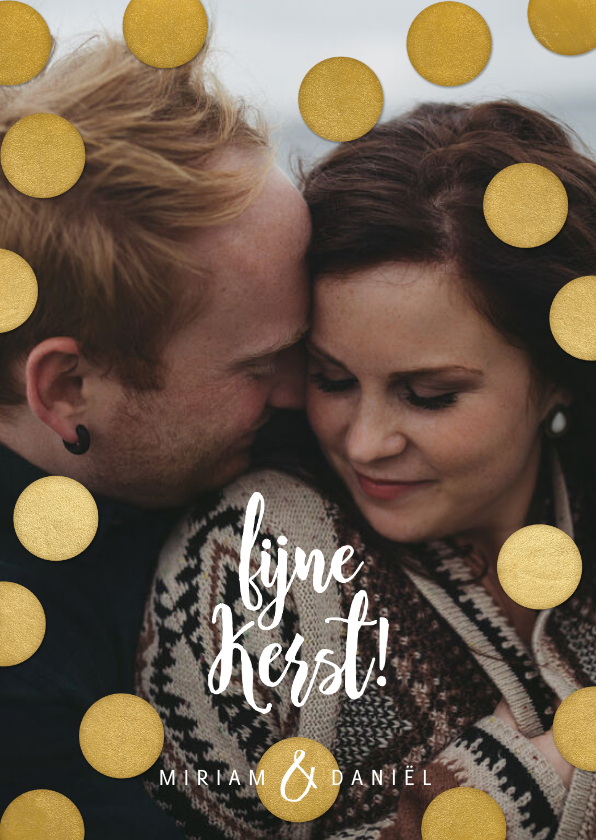 Hippe kerstkaart grote foto, gouden confetti en Fijne Kerst! - Kerstkaarten Kerstkaarten - Hippe kerstkaart grote foto, gouden confetti en Fijne Kerst!