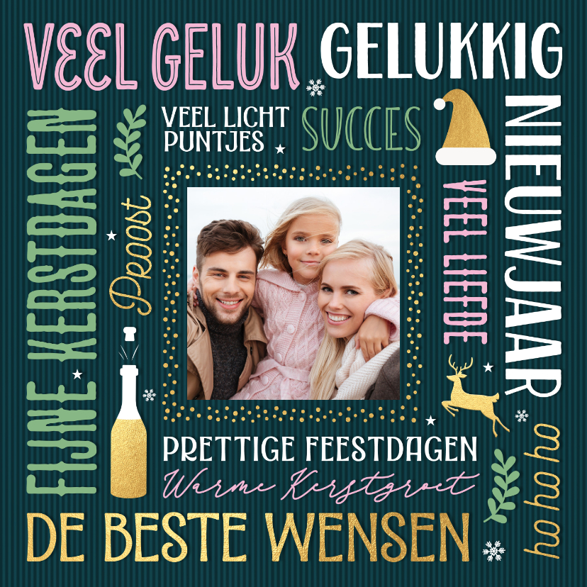 Hippe kerstkaart met foto en kerst teksten - Kerstkaarten Kerstkaarten - Hippe kerstkaart met foto en kerst teksten