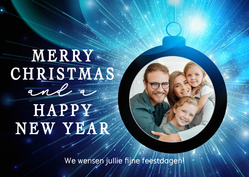 Kerstkaarten - Hippe kerstkaart met foto in kerstbal