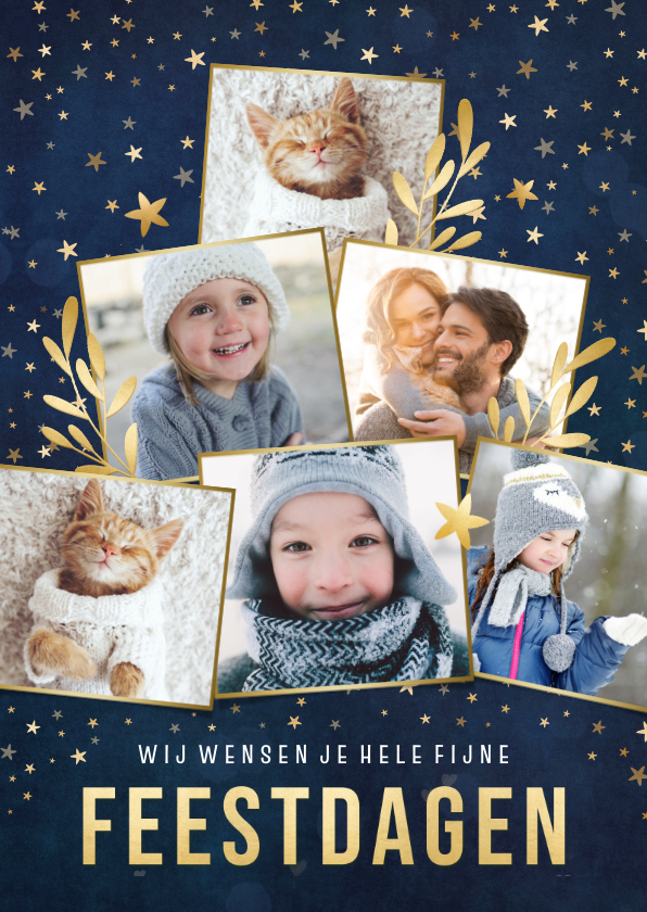 Kerstkaarten - Hippe kerstkaart met fotocollage in kerstboom vorm