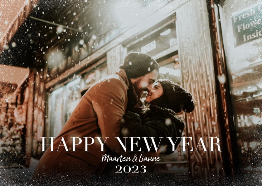 Hippe kerstkaart met grote foto en happy new year - Kerstkaarten Kerstkaarten - Hippe kerstkaart met grote foto en happy new year