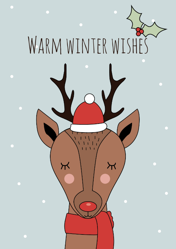 Hippe kerstkaart met Rudolf - Kerstkaarten Kerstkaarten - Hippe kerstkaart met Rudolf
