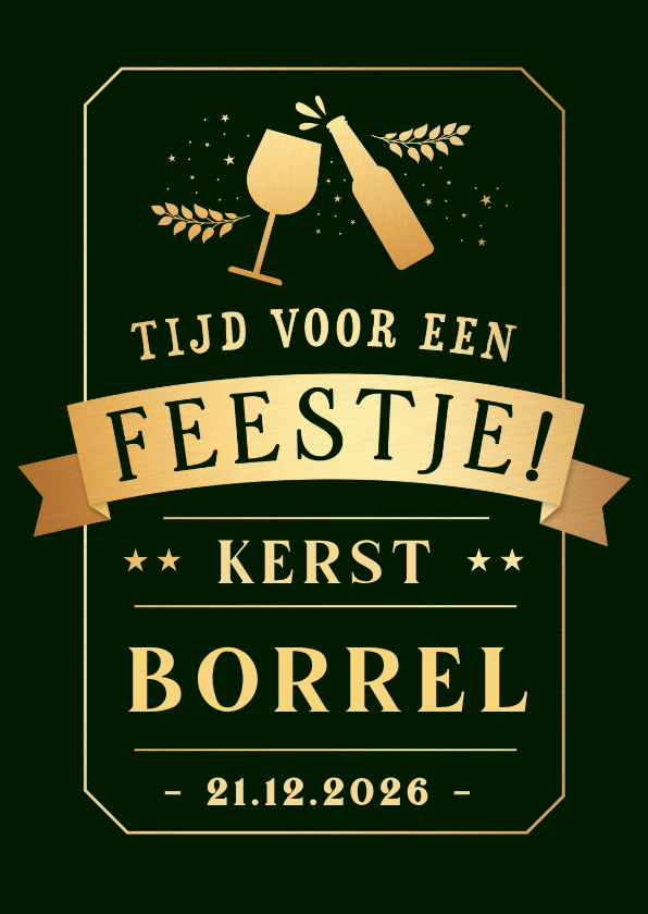 Hippe staande uitnodiging kerstborrel in krijtbord stijl - Kerstkaarten Kerstkaarten - Hippe staande uitnodiging kerstborrel in krijtbord stijl