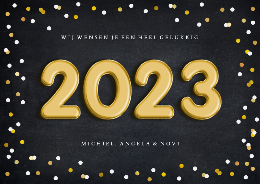 Hippe zwarte kerstkaart met folieballon 2023 Kaartje2go