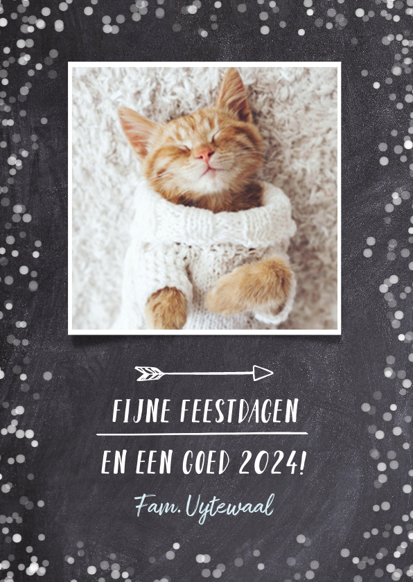 Hipper zwart witte confetti kerstkaart met eigen foto - Kerstkaarten Kerstkaarten - Hipper zwart witte confetti kerstkaart met eigen foto