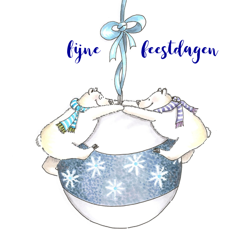 ijsberen met kerstbal - Kerstkaarten Kerstkaarten - ijsberen met kerstbal